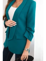 Dámská sako bez zapínání s podšívkou S/M mořská