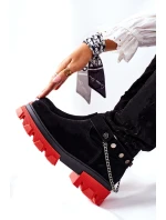 Dámské Kozačky Lewski Černé Semišové 2866