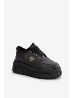 Sneakersy Sportovní Obuv Dámská Zateplená Na Masivní Podešvi Černé Verissha