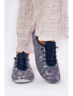 Dámské polobotky z přírodní kůže se vzorem Artiker – modré