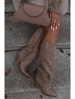 Zateplené dámské kovbojské kozačky Mavine – béžové