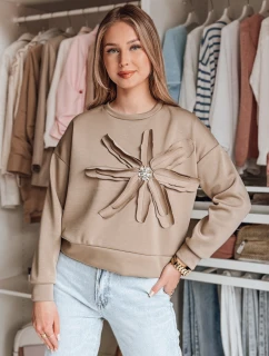 Dámská oversize mikina s květinami PETITKA moka FashionStreet BY1386