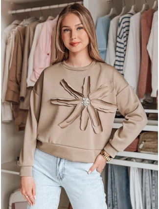 Dámská oversize mikina s květinami PETITKA moka FashionStreet BY1386