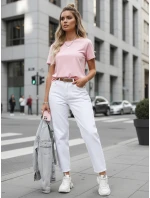 Dámské džíny mom fit s páskem bílé FashionStreet UY2884
