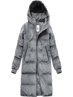 Šedá dámská manšestrová zimní bunda s kapucí (7763)