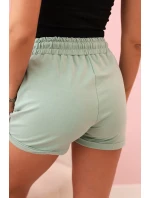 Dámské bavlněné šortky s gumou a šňůrkou v pase tmavě mátové