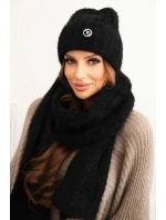 Dámský komplet čepice a dlouhého šálu z měkké příze černý Dámský komplet čepice a dlouhého šálu z měkké příze černý