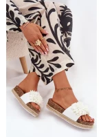 Dámské Klapky Na Platformě S Ozdobnými Květinami Bílé Tessara