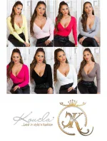 Dámský sexy svetřík se zavinovacími prvky IN-1537 Šedá - Koucla Dámský sexy svetřík se zavinovacími prvky IN-1537 Šedá - Koucla