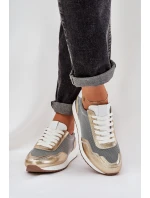Kožené Sportovní Boty Sneakers Dámské D&A LR51-847 Zlaté
