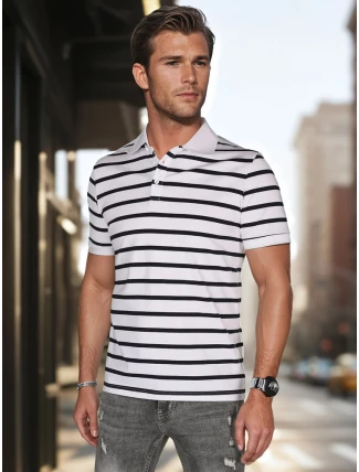 Pánská pruhovaná polokošile bílá FashionStreet PX0638