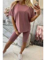 Komplet top+legginsy ciemny różowy