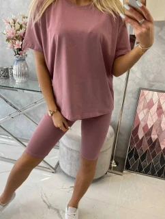 Komplet top+legginsy ciemny różowy