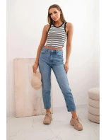 Dámská pruhovaná bavlněná bezrukávová blůza černá