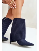 Dámské boty s pruhy na jehlách s ohrnutým svrškem a špičatými špičkami tmavě modré Naritua