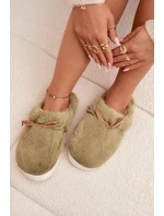 Kožešinové pantofle s mašličkou zelené Minella Kožešinové pantofle s mašličkou zelené Minella