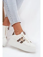 Dámské tenisky na platformě s přezkou Bílá leopardí vzor Palvessa