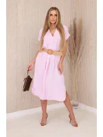 Šaty s ozdobným páskem cukrově růžová