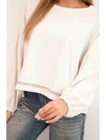 Dámská mikina s ozdobným zakončením na spodní části ecru