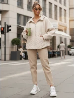 Dámská přechodná bunda oversize s kapucí ecru FashionStreet TY5592