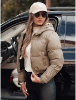 ZENZI prošívaná dámská zimní bunda s kapucí béžová FashionStreet TY4722