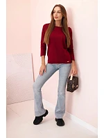 Dámská halenka s lodičkovým výstřihem vínová Dámská halenka s lodičkovým výstřihem vínová