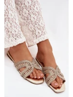 Dámské ploché zlaté pantofle Fariella