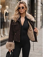 Dámská zimní bunda s kožešinou, hnědá, FashionStreet TY5704 Dámská zimní bunda s kožešinou, hnědá, FashionStreet TY5704