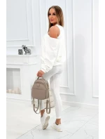 3-dílný set halenka + top + legíny  ecru