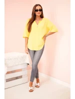 Dámská mušelínová košile s knoflíkem žlutý
