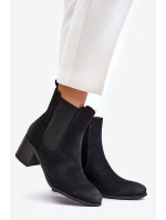 Zateplené dámské boty na podpatku černé Radeya