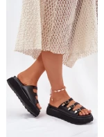 Dámské Klapky Na Platformě S Pásky Černé Nimiotte