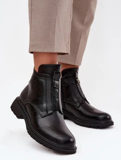 Zateplené dámské boty na zip s ozdobným detailem Černé Roselle