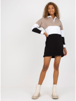Béžové a černé jednoduché basic šaty z bavlny RUE PARIS