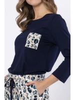 Dámské pyžamo WICTORIA 1664 Tmavě modrá s béžovou - LEVEZA