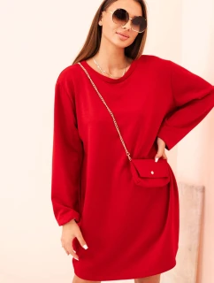 Dámská viskózová sukýnka Plus Size s kabelkou na řetízku červená