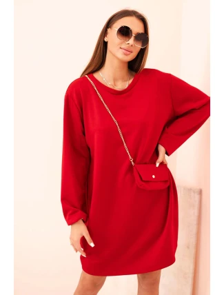 Dámská viskózová sukýnka Plus Size s kabelkou na řetízku červená