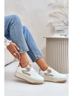 Dámské kožené sportovní boty na masivní platformě béžové Belisso Dámské kožené sportovní boty na masivní platformě béžové Belisso