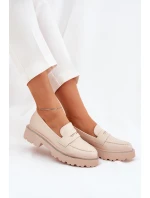 Dámské Mokasíny Eko Kožené S Krystaly Béžové Wilamla