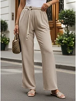 Dámské kalhoty s širokými nohavicemi, béžové, FashionStreet UY3074 Dámské kalhoty s širokými nohavicemi, béžové, FashionStreet UY3074