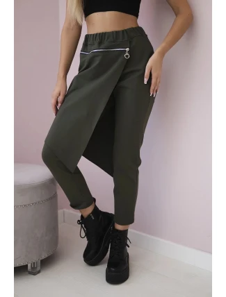 Punto Milano Zimní kalhoty s ozdobným zipem khaki Punto Milano Zimní kalhoty s ozdobným zipem khaki