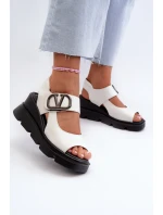 Dámské sandály na platformě a klínu z eko kůže Bílé Vinceza 58292
