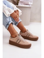 Zazoo N1068S4 Dámské Semišové Sneakersy Na Platformě Leopardí Růžové