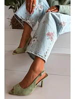 Dámské sandály na jehlovém podpatku Eko semiš zelené Sevina