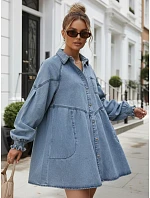 Dámské oversize džínové šaty ve stylu košile FashionStreet EY2688 Dámské oversize džínové šaty ve stylu košile FashionStreet EY2688