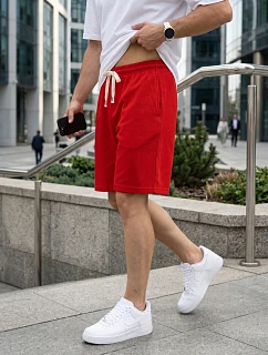 Pánské červené teplákové kraťasy FashionStreet SX2637