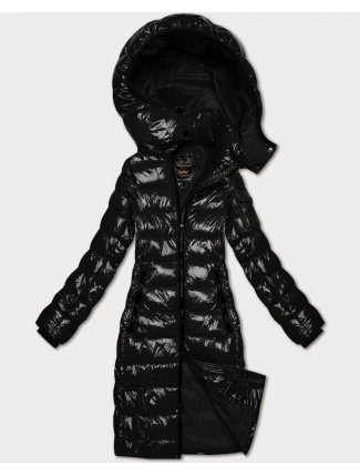 Černá lesklá vypasovaná prošívaná bunda Libland (LD-7778)