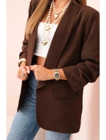 Elegantní sako s klopami hnědé