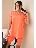 Dámský bavlněný komplet s krátkým rukávem a šortkami žlutý Dámský bavlněný komplet s krátkým rukávem a šortkami žlutý