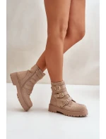 Zateplené dámské boty se zdobením béžové Ciascia